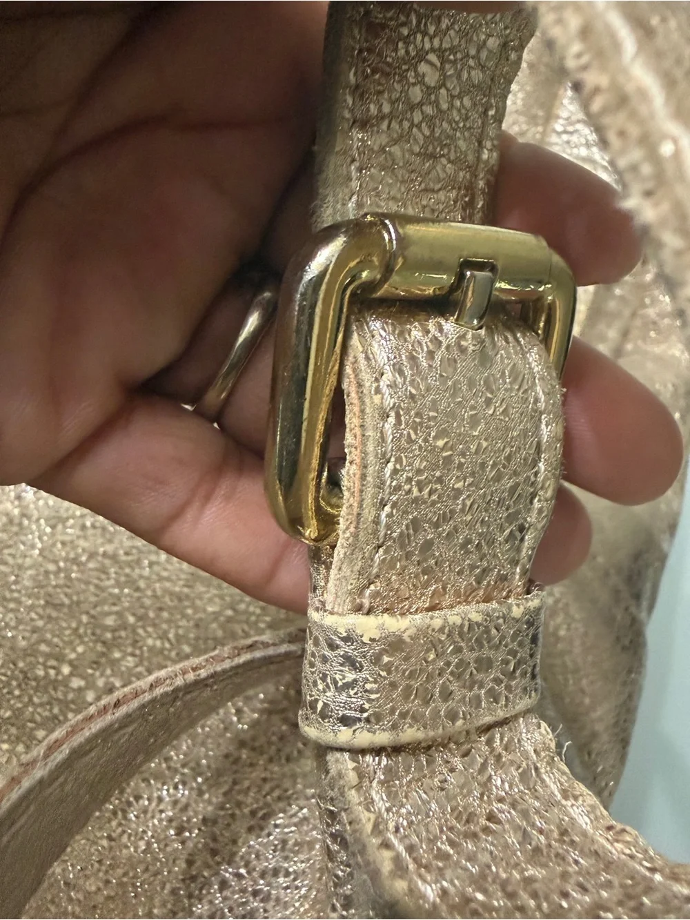 BESHA Argentinean Metallic Gold Leather Tote Bag